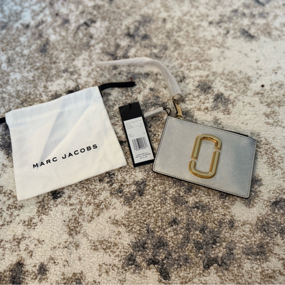 Marc Jacobs Silver Card wallet with Gold Accent